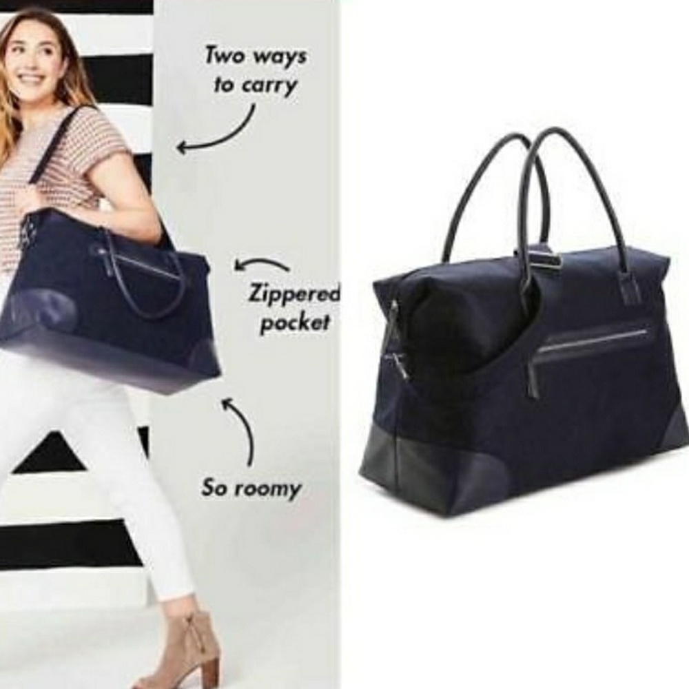 Navy blue felt weekender